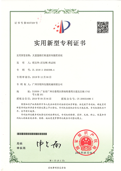 大重量铁钉称重排列装箱系统